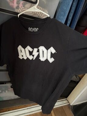 AC/DC Black T-Shirt with White Lightning Logo